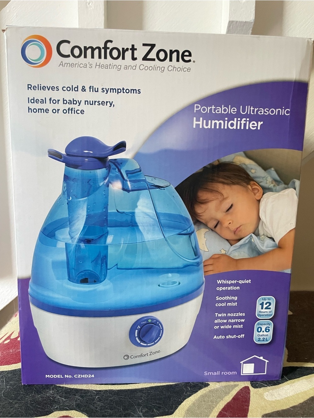 Comfort Zone Blue Portable Ultrasonic Humidifier